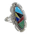 Genuine Sterling Silver Southwestern Multicolor Inlay Ring Size 8-1/2 QX77767